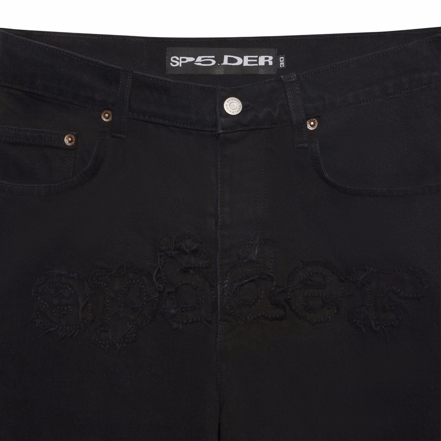 CZARNY, PRZETARTY, LOGO V3 DENIM | SP5DER | KING SPIDER