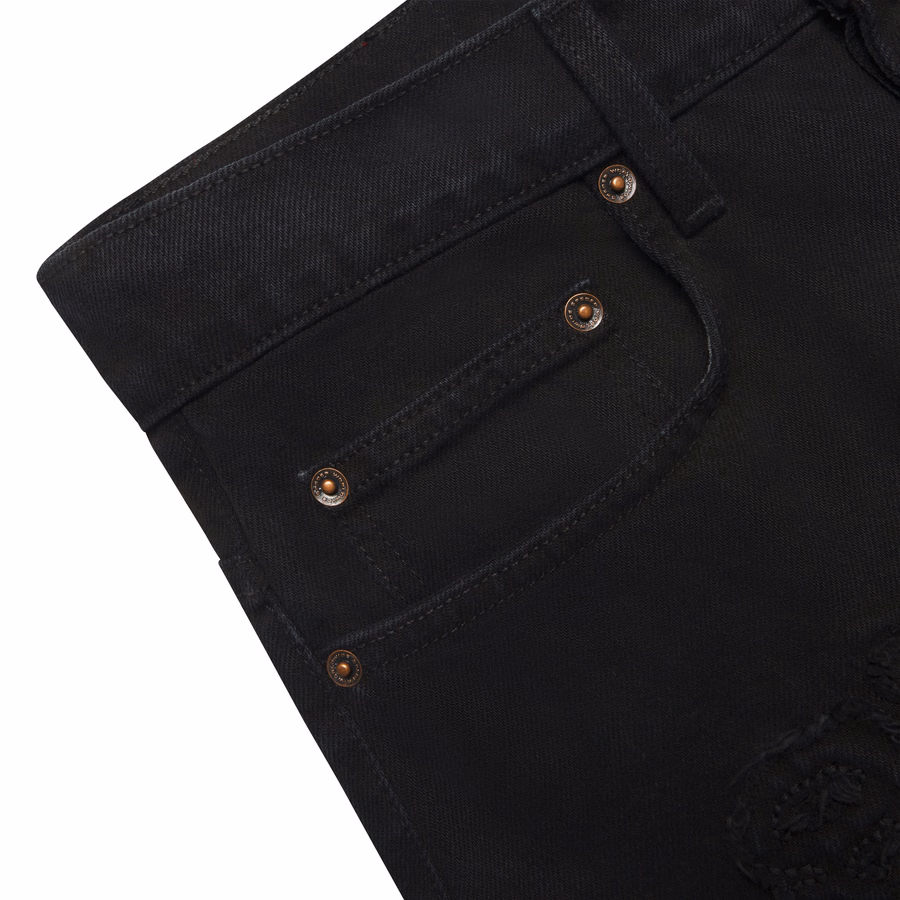 CZARNY, PRZETARTY, LOGO V3 DENIM | SP5DER | KING SPIDER