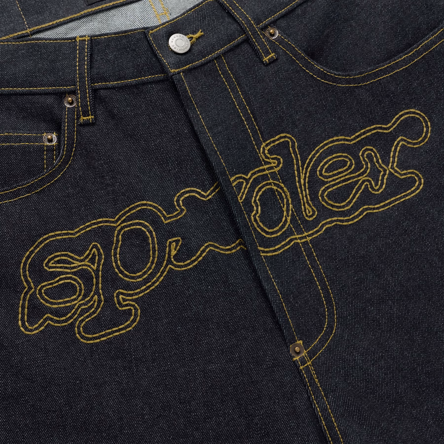 INDIGO PUNK V3 LOGO DENIM JEAN | SP5DER | KING SPIDER